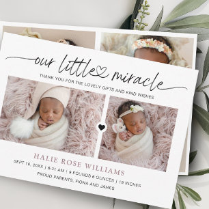 Chic onze kleine wonder foto collage geboorte aankondiging