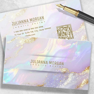 Chic Opal Abstract met QR-code ID1147 Visitekaartje