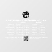 Chic Openingstijden Lunch Diner Restaurant Raamsticker (Vel)