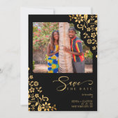 Chic Orange Flourish Ornament Photo Wedding Save The Date (Voorkant)