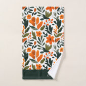 Chic Orange Spring Flowers Botanical Pattern Name  Bad Handdoek (Handdoek)