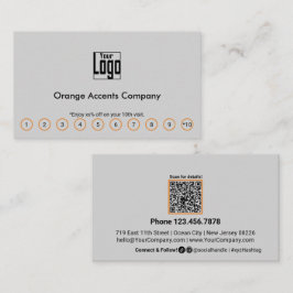 Chic Oranje accenten Logo Social Media QR Code Klantenkaartje