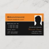 Chic Oranje Black met Logo en foto Professional Visitekaartje (Achterkant)