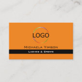 Chic Oranje Black met Logo en foto Professional Visitekaartje (Voorkant)