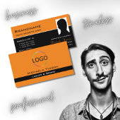 Chic Oranje Black met Logo en foto Professional Visitekaartje