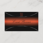 Chic Oranje Black met Silver Border en Monogram Visitekaartje (Voorkant)