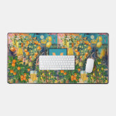 Chic oranje blauw turquoise Siciliaanse citrus col Bureaumat (Keyboard & Muis)