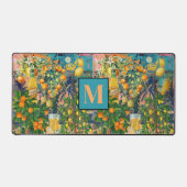 Chic oranje blauw turquoise Siciliaanse citrus col Bureaumat (Voorkant)