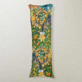 Chic oranje blauw turquoise Siciliaanse citrus col Lichaamskussen