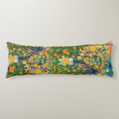 Chic oranje blauw turquoise Siciliaanse citrus col Lichaamskussen (Voorkant)