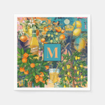 Chic oranje blauw turquoise Siciliaanse citrus col