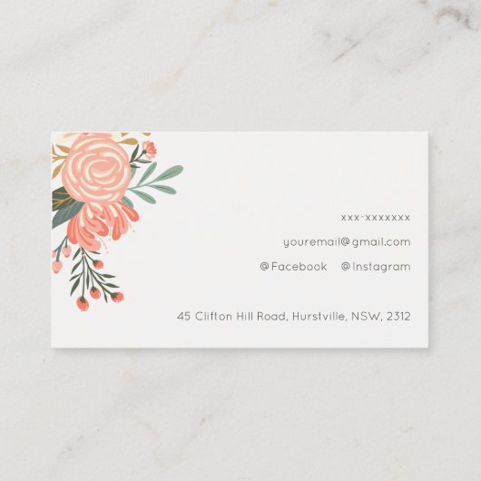 Chic Oranje Blush Blauwgroen Blue Green Ambrosia F Visitekaartje (Achterkant)