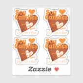 Chic Oranje Brown Heart gemaakt van Love Soy Candl Sticker (Vel)