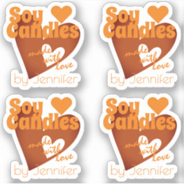 Chic Oranje Brown Heart gemaakt van Love Soy Candl Sticker