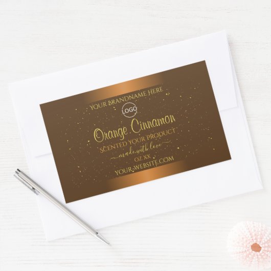 Chic Oranje Brown Product Labels Gold Glitter Logo (Envelop)