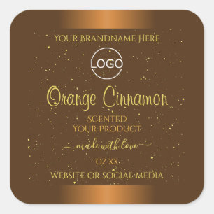 Chic Oranje Brown Product Labels Gold Glitter Logo