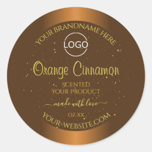 Chic Oranje Brown Product Labels Gold Glitter Logo