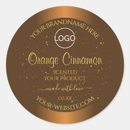 Chic Oranje Brown Product Labels Gold Glitter Logo (Voorkant)