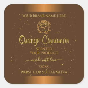 Chic Oranje Brown Product Labels Gold Glitter Roos