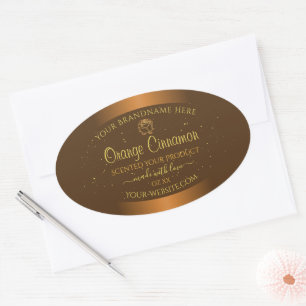 Chic Oranje Brown Product Labels Gold Glitter Roos