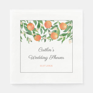 Chic Oranje Charcoal Black Wedding Shower Party Servet