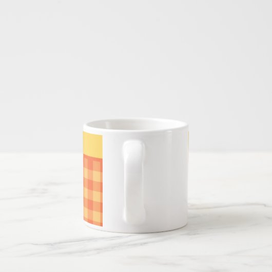 Chic Oranje Check Gingham Espresso Mok (Achterkant)