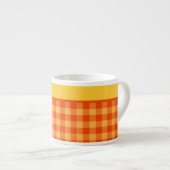 Chic Oranje Check Gingham Espresso Mok (Voorkant rechts)