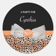 Chic Oranje Cheetah Print Cute Roos Bow Party Name