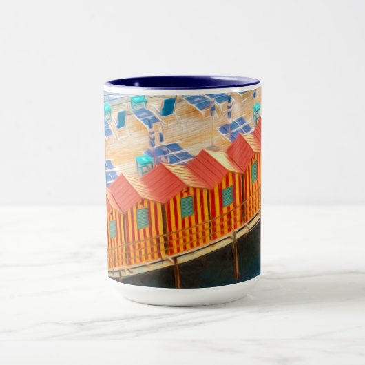 Chic Oranje en Blue Cabanas Beach Style Mok (Midden)