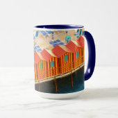 Chic Oranje en Blue Cabanas Beach Style Mok (Voorkant rechts)