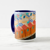 Chic Oranje en Blue Cabanas Beach Style Mok (Voorkant links)