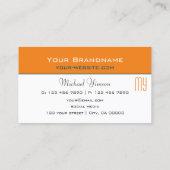 Chic Oranje en White met Monogram Professional Visitekaartje (Achterkant)