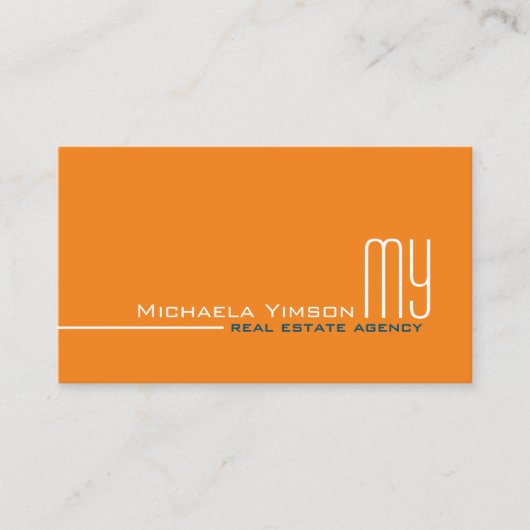 Chic Oranje en White met Monogram Professional Visitekaartje (Voorkant)