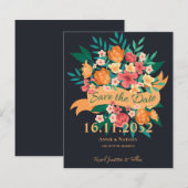 Chic Oranje Gele Bloemen Huwelijk Save the Date (Voorkant / Achterkant)