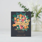 Chic Oranje Gele Bloemen Huwelijk Save the Date (Staand voorkant)