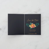 Chic Oranje Gele Bloemen Huwelijk Save the Date Aankondiging (Binnen)