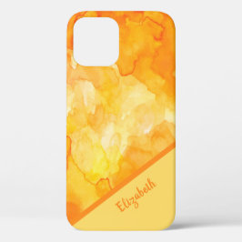 Chic Oranje Gele Waterverf Gepersonaliseerd Case-Mate iPhone Case