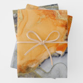 Chic Oranje Goud Abstracte Kunst Inpakpapier Vel (In situ)