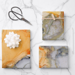 Chic Oranje Goud Abstracte Kunst Inpakpapier Vel