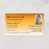 Chic Oranje Gradient Palm Leaf Logo en Foto Visitekaartje (Achterkant)