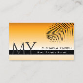 Chic Oranje Gradient Palm Leaf Monogram Simple Visitekaartje (Voorkant)