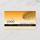 Chic Oranje gradiënt palmblad met Logo stijlvol Visitekaartje (Voorkant)