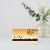 Chic Oranje gradiënt palmblad met monogram Visitekaartje (Staand voorkant)