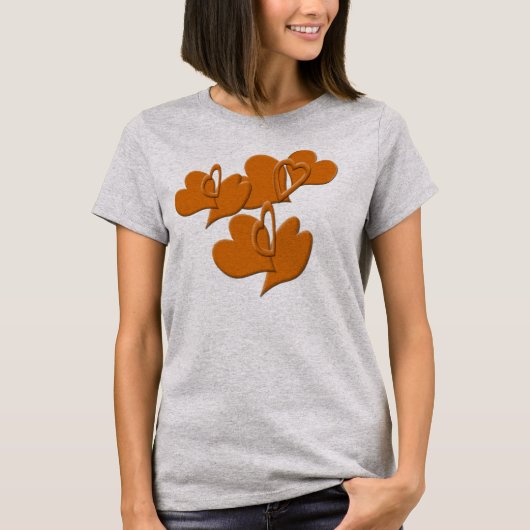 Chic Oranje Heart Shapes Cluster T-shirt (Voorkant)