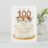 Chic Oranje Herfst herfst 100th Birthday Cake Kaart (Staand voorkant)