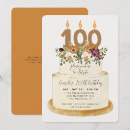 Chic Oranje Herfst herfst 100th Birthday Cake Kaart