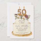 Chic Oranje Herfst herfst 50th Birthday Cake Kaart (Voorkant)