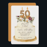 Chic Oranje Herfst herfst 50th Birthday Cake Kaart<br><div class="desc">Viel een vrouwelijke herfst 50e verjaardag met onze uitnodiging. Het ontwerp is voorzien van een bijtende taart, met de versiering van herfstbloemen, bladeren en kaarsen met het nummer 50 voor de ultieme kikkerblik. Alle tekst is 100% aanpasbaar. Als je extra stukken nodig hebt voor dit collectie, neem dan contact met...</div>