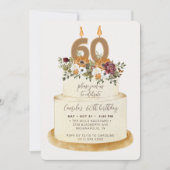 Chic Oranje Herfst herfst 60th Birthday Cake Kaart (Voorkant)