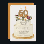 Chic Oranje Herfst herfst 60th Birthday Cake Kaart<br><div class="desc">Viel een vrouwelijke herfst 60ste verjaardag met onze uitnodiging. Het ontwerp is voorzien van een bijtende taart, met de versiering van herfstbloemen, bladeren en kaarsen met het nummer 60 voor de ultieme kikkerblik. Alle tekst is 100% aanpasbaar. Als je extra stukken nodig hebt voor dit collectie, neem dan contact met...</div>